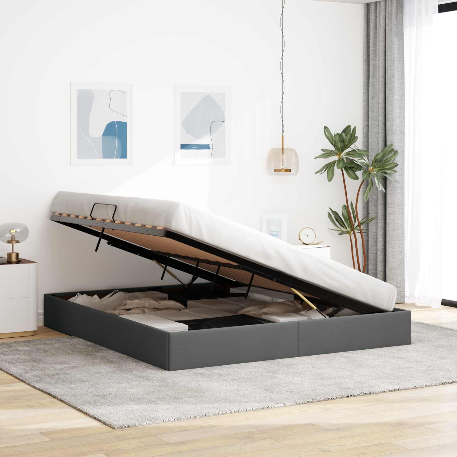 Letto ottomano Grigio scuro 180 x 200 cm Tessuto | homemem39