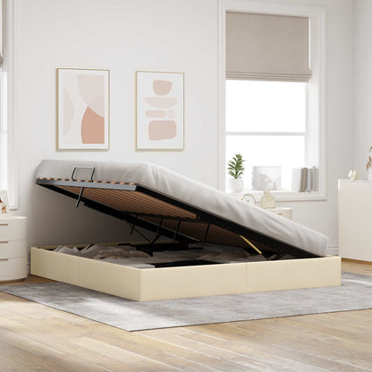 Letto ottomano con archiviazione Crema 180 x 200 cm Tessuto | homemem39
