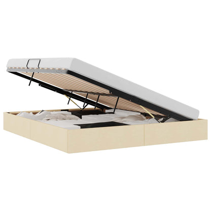 Letto ottomano con archiviazione Crema 180 x 200 cm Tessuto | homemem39