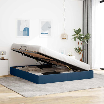 Letto ottomano con archiviazione Blu 180 x 200 cm Tessuto | homemem39