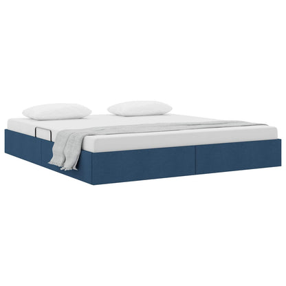 Letto ottomano con archiviazione Blu 180 x 200 cm Tessuto | homemem39