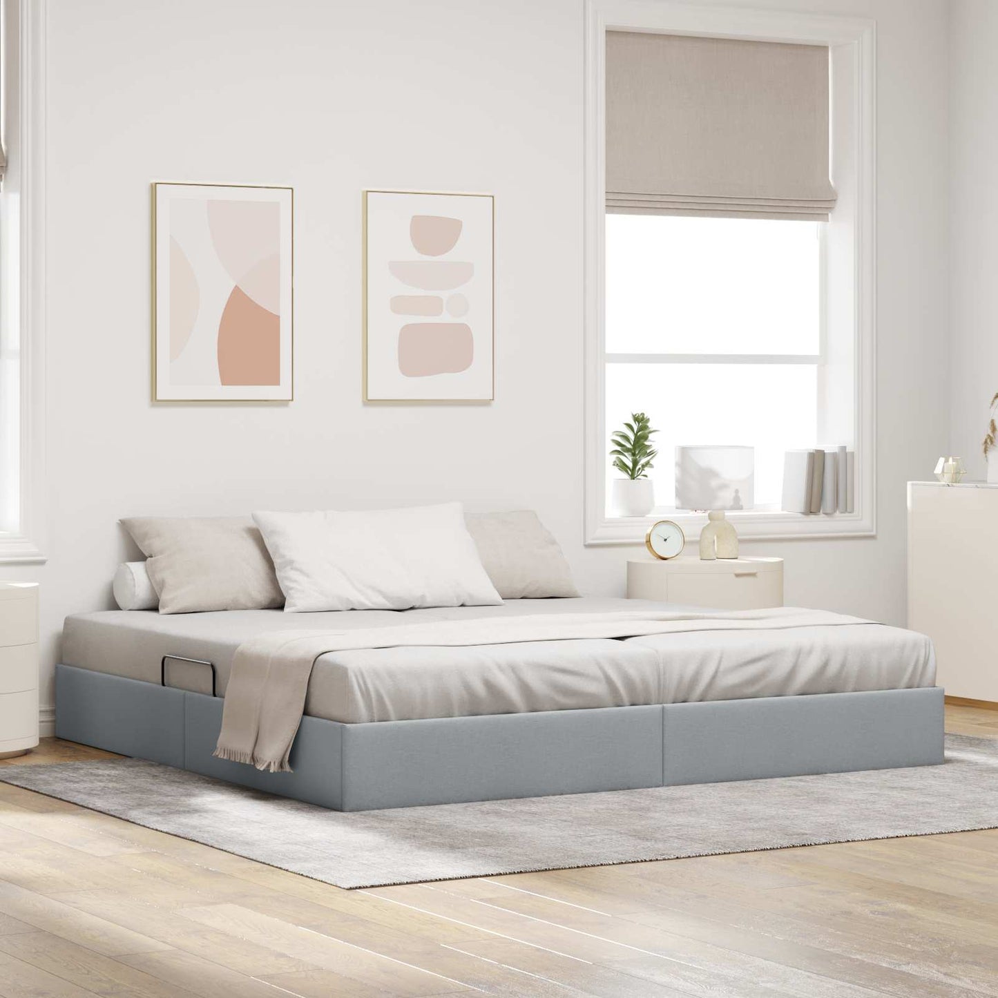 Letto ottomano Grigio chiaro 200 x 200 cm Tessuto | homemem39