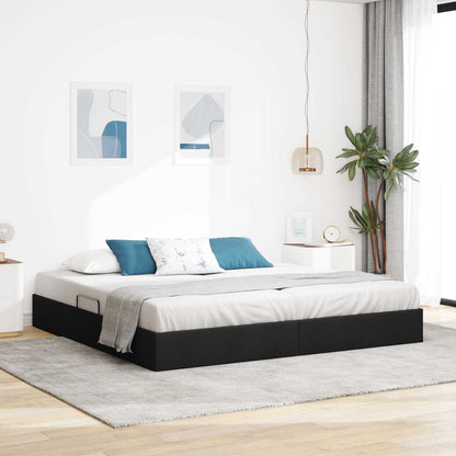 Letto ottomano con archiviazione Nero 200 x 200 cm Tessuto | homemem39