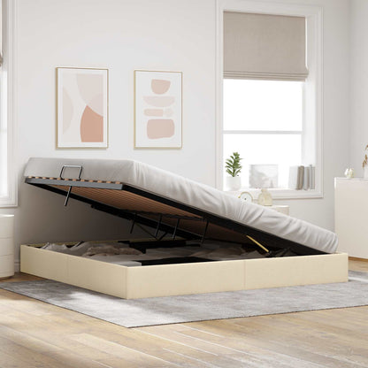 Letto ottomano con archiviazione Crema 200 x 200 cm Tessuto | homemem39