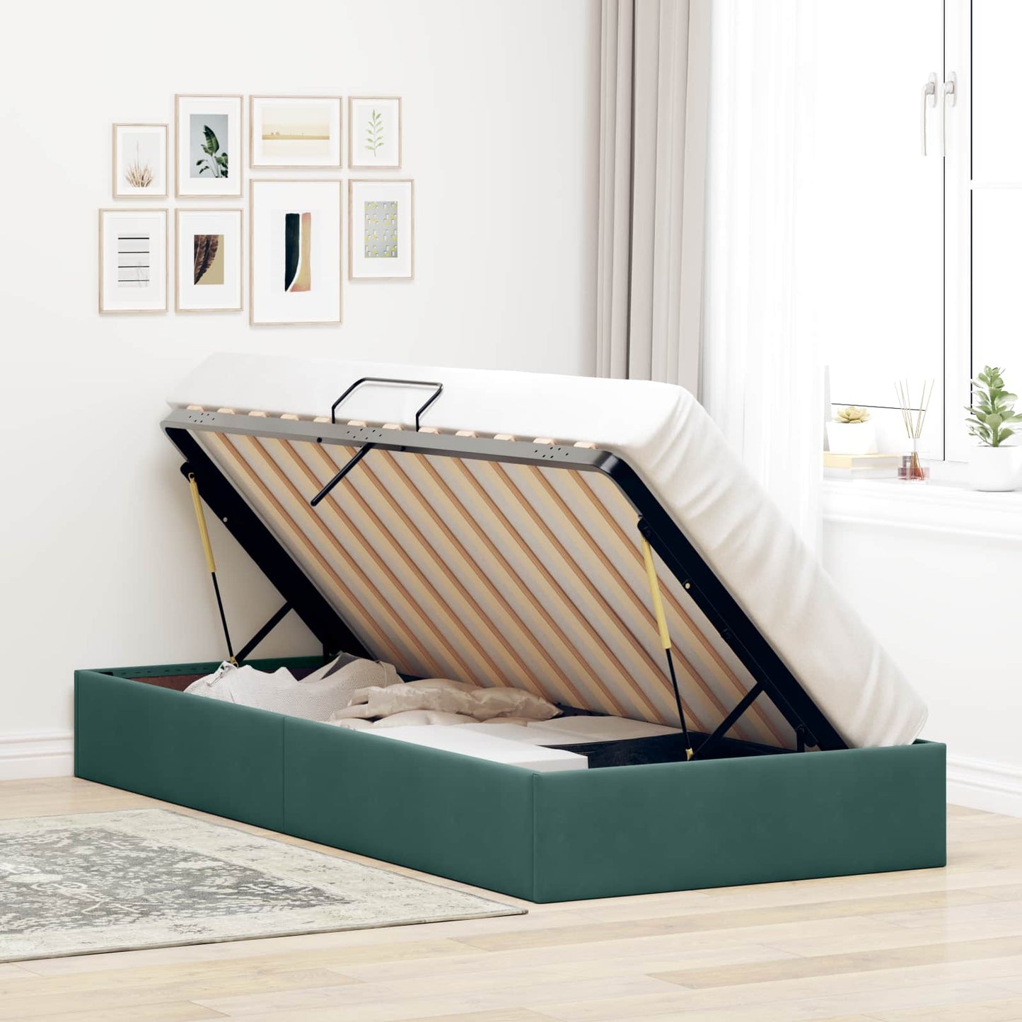 Letto ottomano Verde Scuro 90 x 190 cm Velluto | homemem39