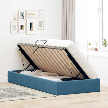 Letto ottomano con archiviazione Blu Scuro 90 x 190 cm Velluto | homemem39