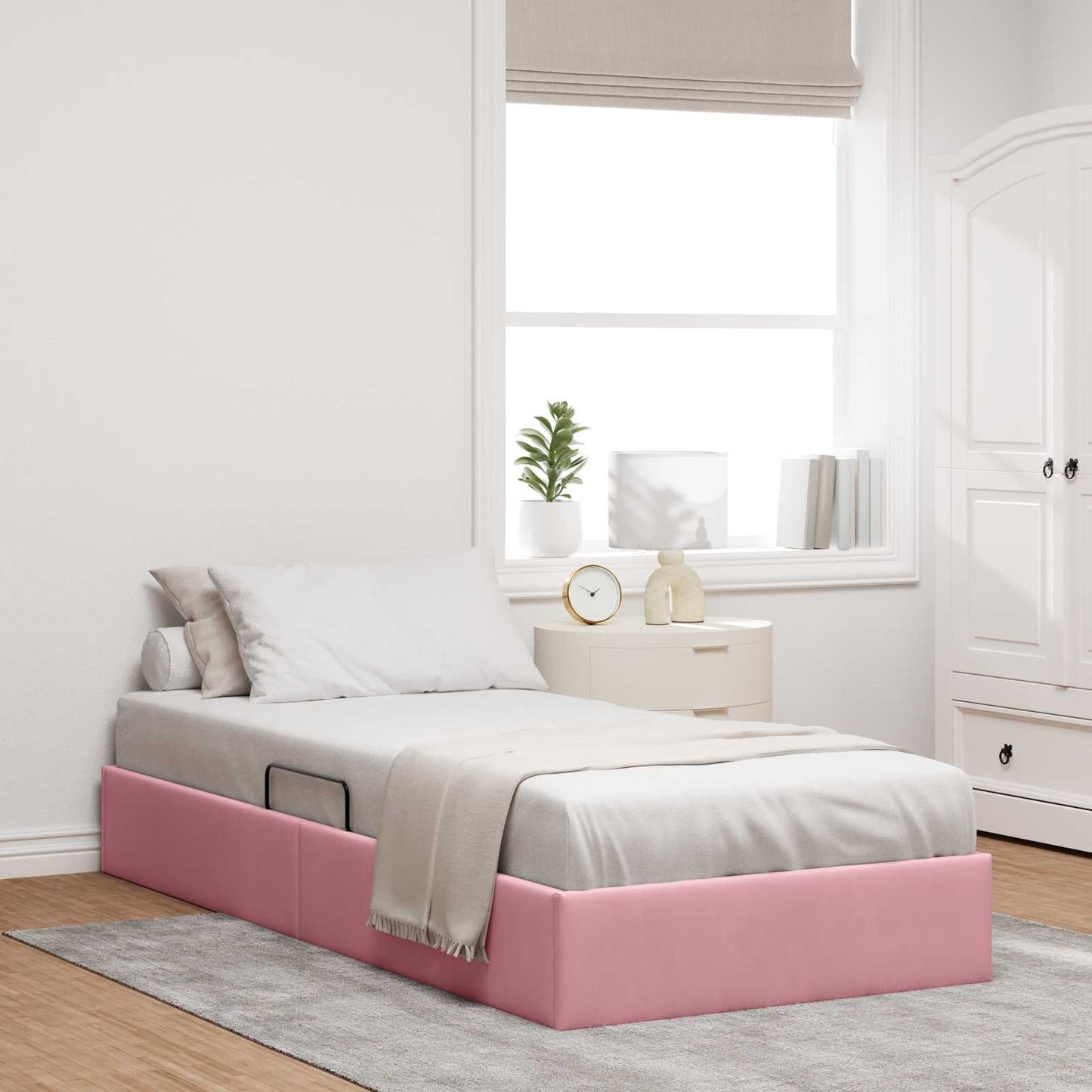 Letto ottomano con archiviazione Rosa 90 x 190 cm Velluto | homemem39