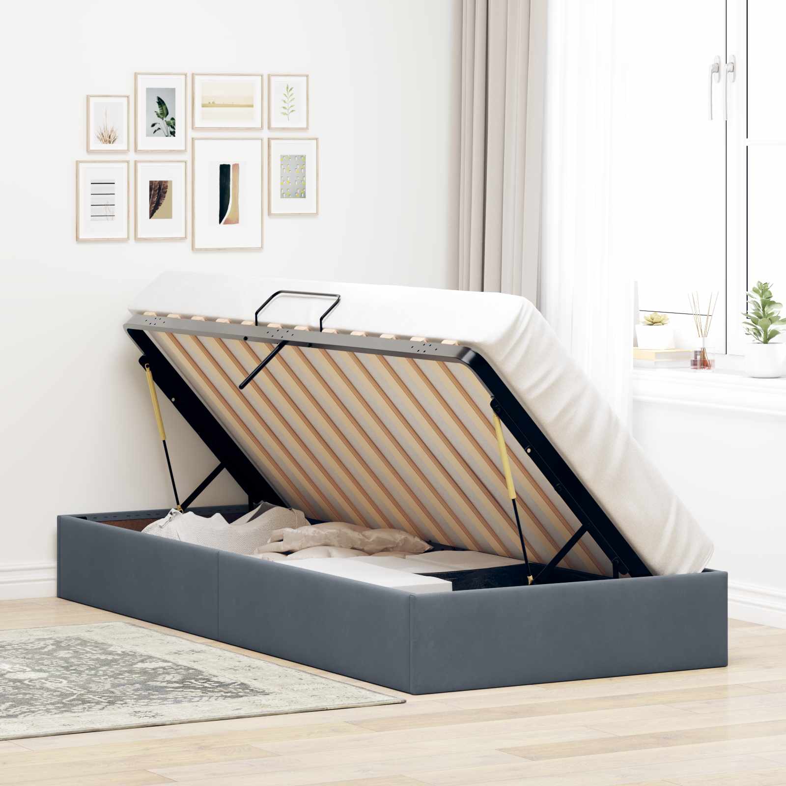 Letto ottomano Grigio Scuro 90 x 200 cm Velluto | homemem39