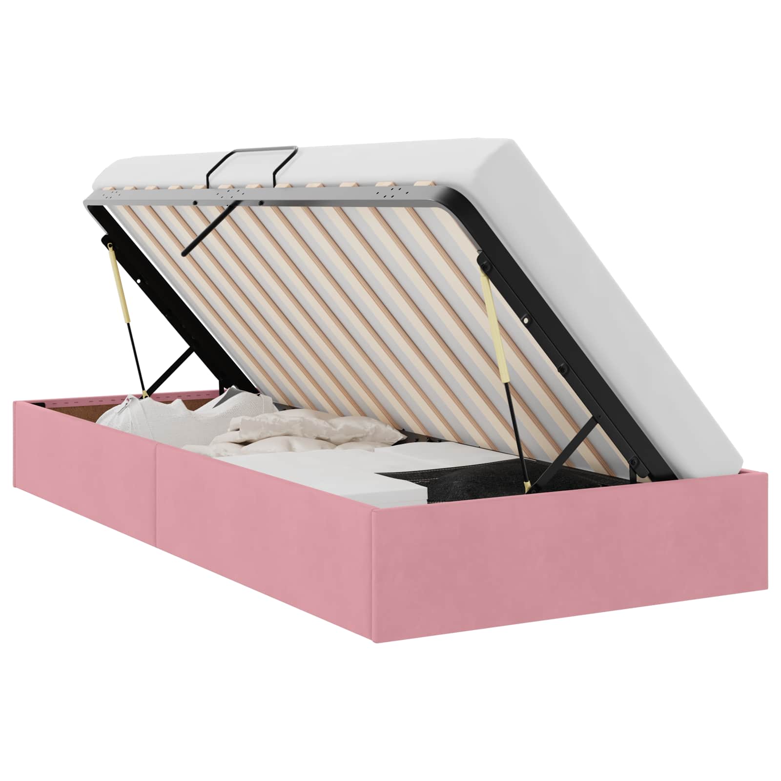 Letto ottomano con archiviazione Rosa 90 x 200 cm Velluto | homemem39