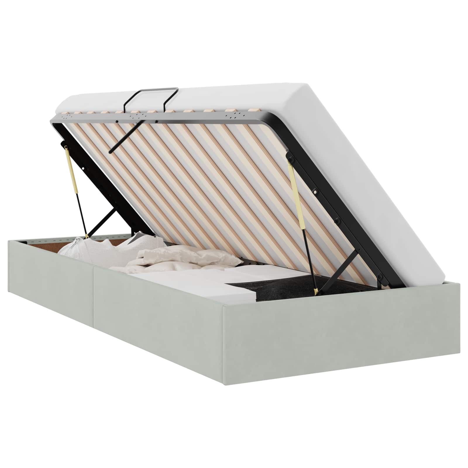 Letto ottomano Grigio Chiaro 100 x 200 cm Velluto | homemem39