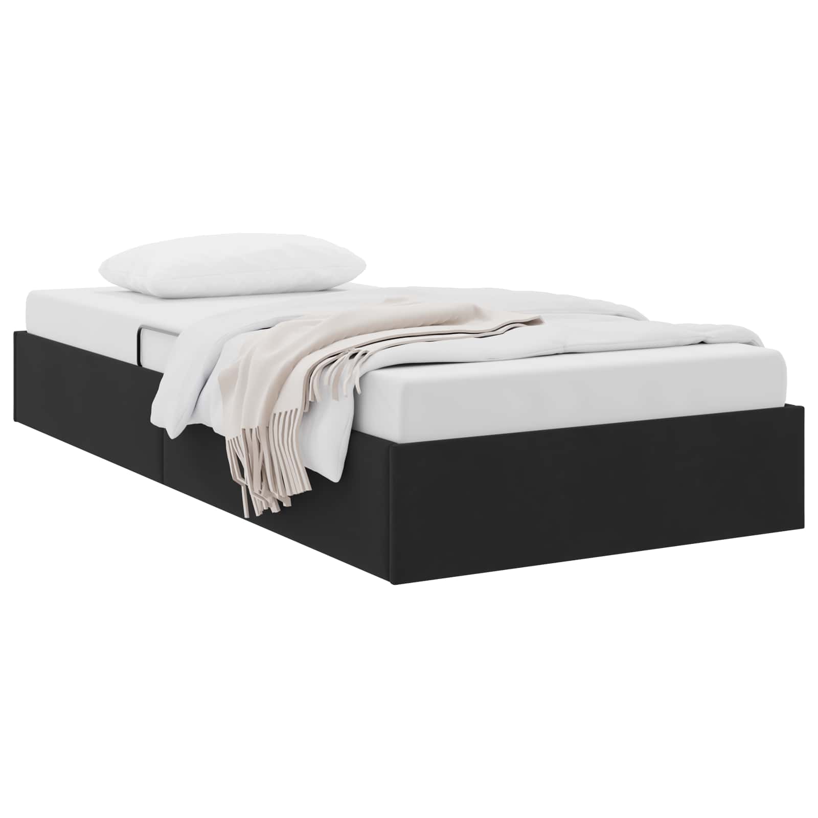Letto ottomano con archiviazione Nero 100 x 200 cm Velluto | homemem39