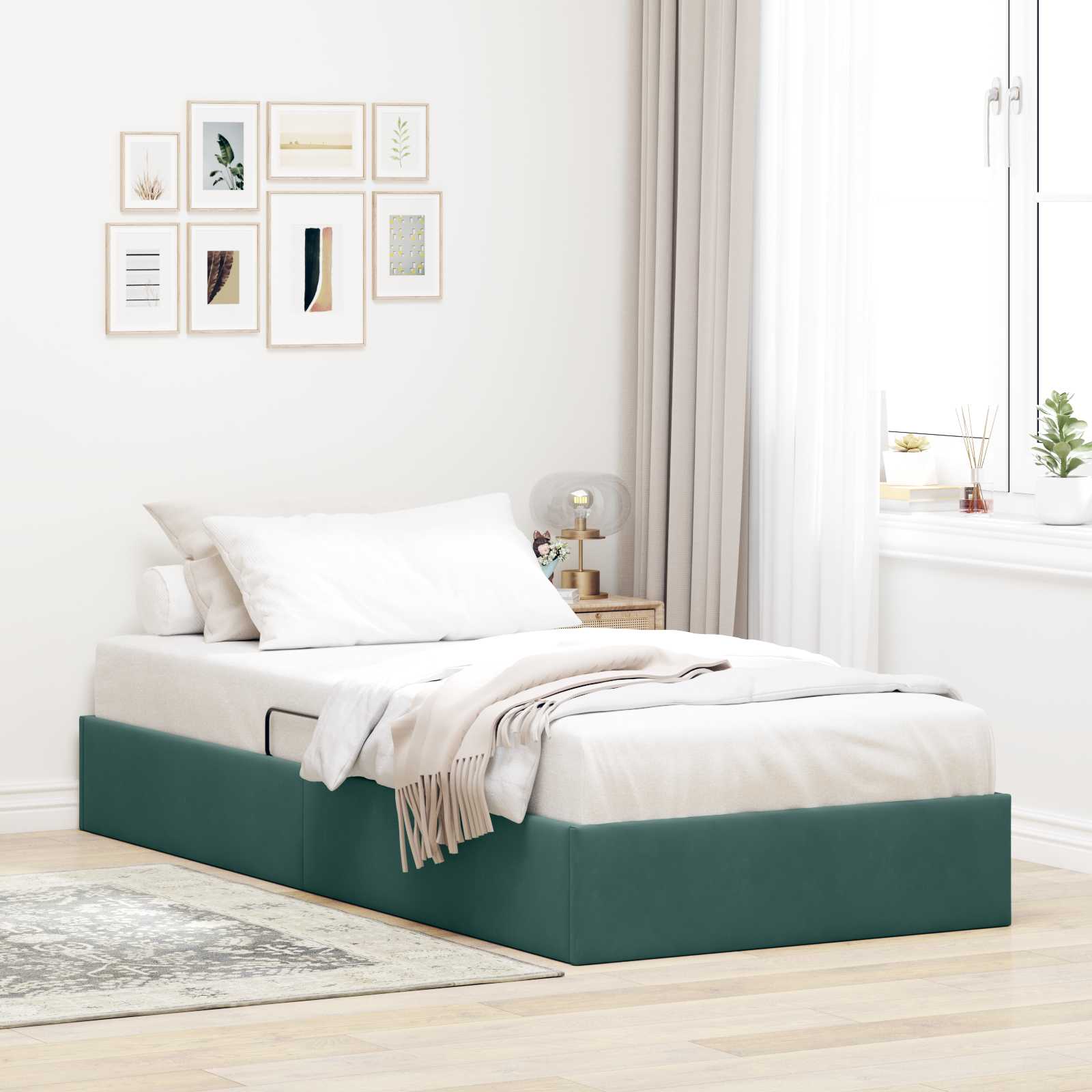 Letto ottomano Verde Scuro 100 x 200 cm Velluto | homemem39