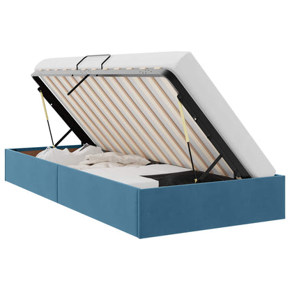 Letto ottomano con archiviazione Blu Scuro 100 x 200 cm Velluto | homemem39