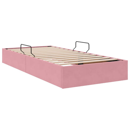 Letto ottomano con archiviazione Rosa 100 x 200 cm Velluto | homemem39