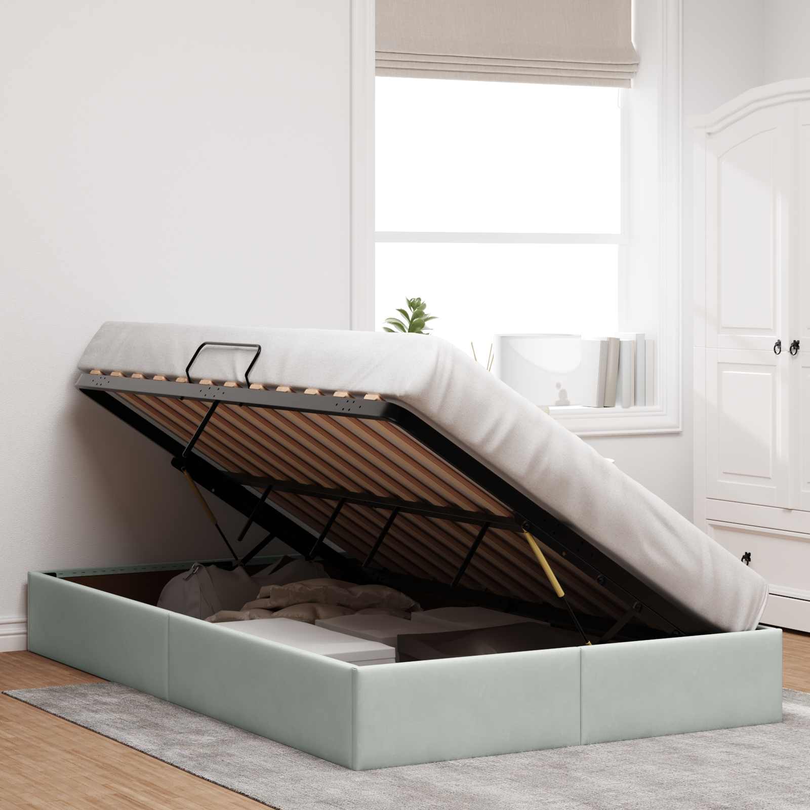 Letto ottomano Grigio Chiaro 120 x 190 cm Velluto | homemem39