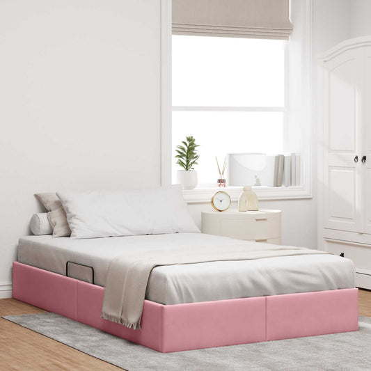 Letto ottomano con archiviazione Rosa 120 x 200 cm Velluto