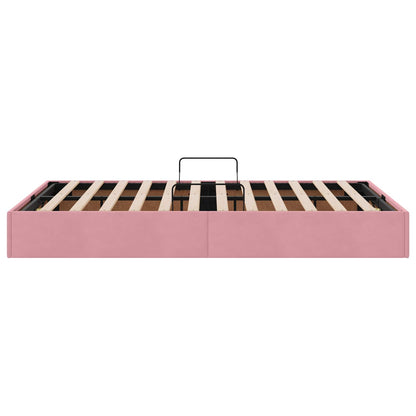 Letto ottomano con archiviazione Rosa 120 x 200 cm Velluto | homemem39