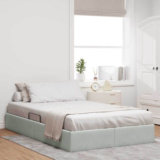 Letto ottomano Grigio Chiaro 120 x 200 cm Velluto
