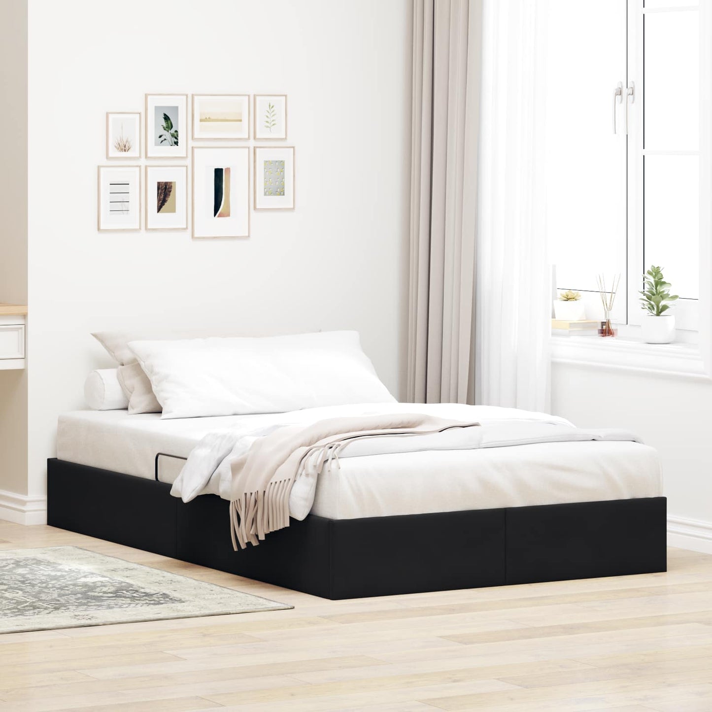 Letto ottomano con archiviazione Nero 120 x 200 cm Velluto | homemem39