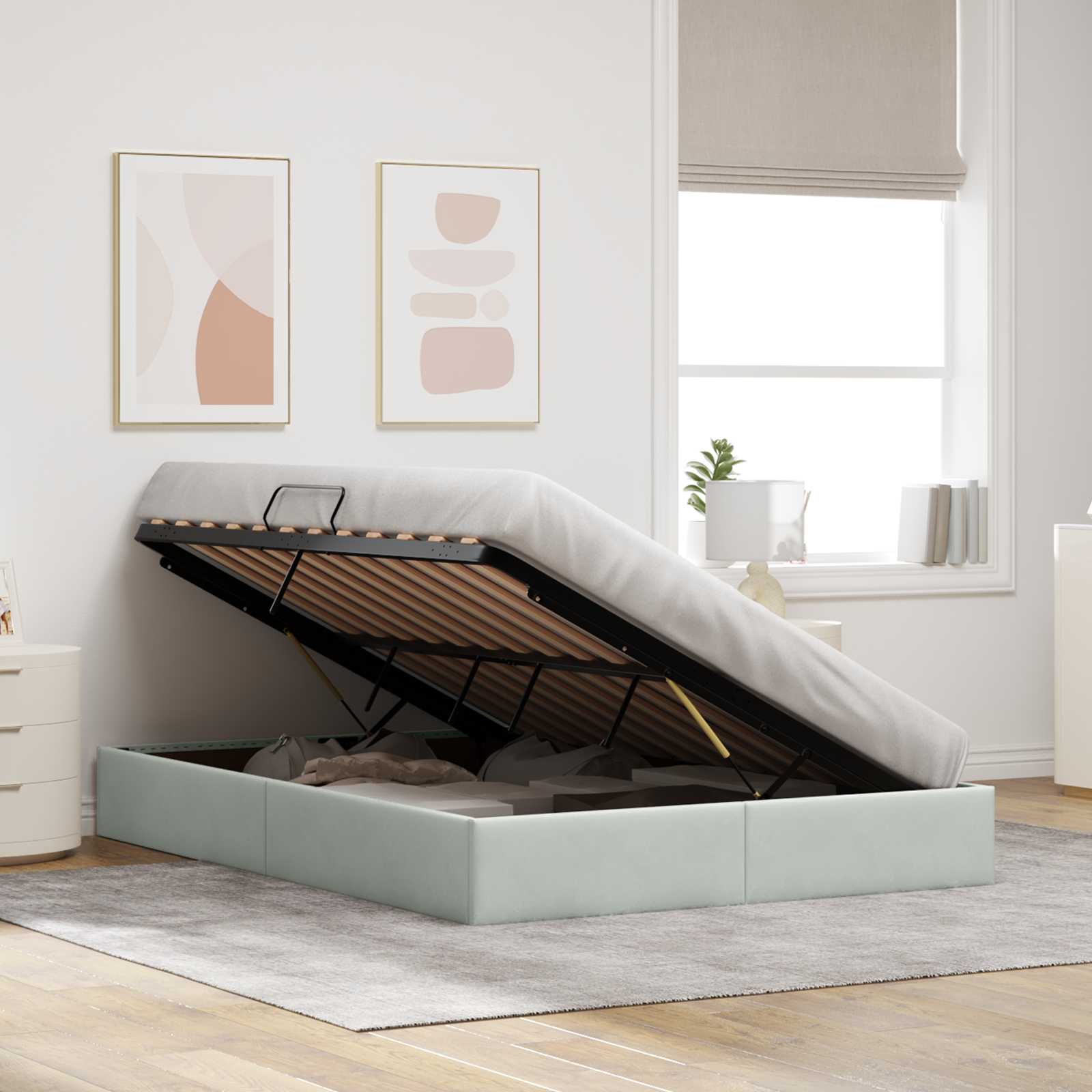 Letto ottomano Grigio Chiaro 140 x 190 cm Velluto | homemem39