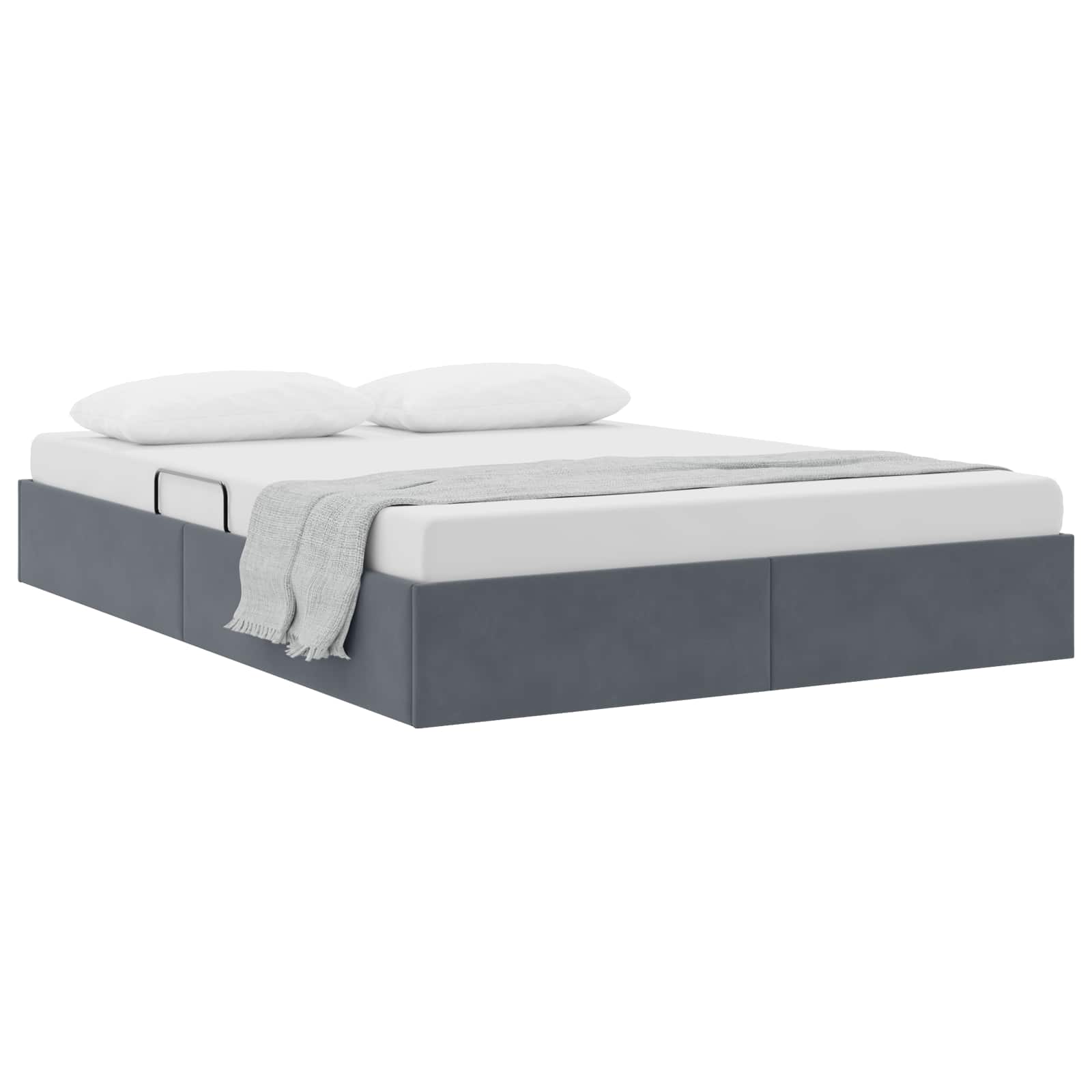 Letto ottomano Grigio Scuro 140 x 190 cm Velluto | homemem39