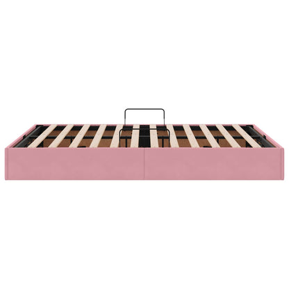 Letto ottomano con archiviazione Rosa 140 x 190 cm Velluto | homemem39