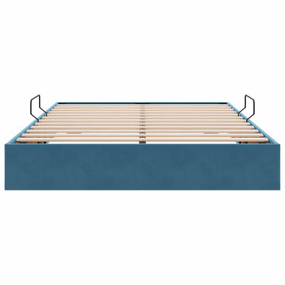 Letto ottomano con archiviazione Blu Scuro 140 x 200 cm Velluto | homemem39