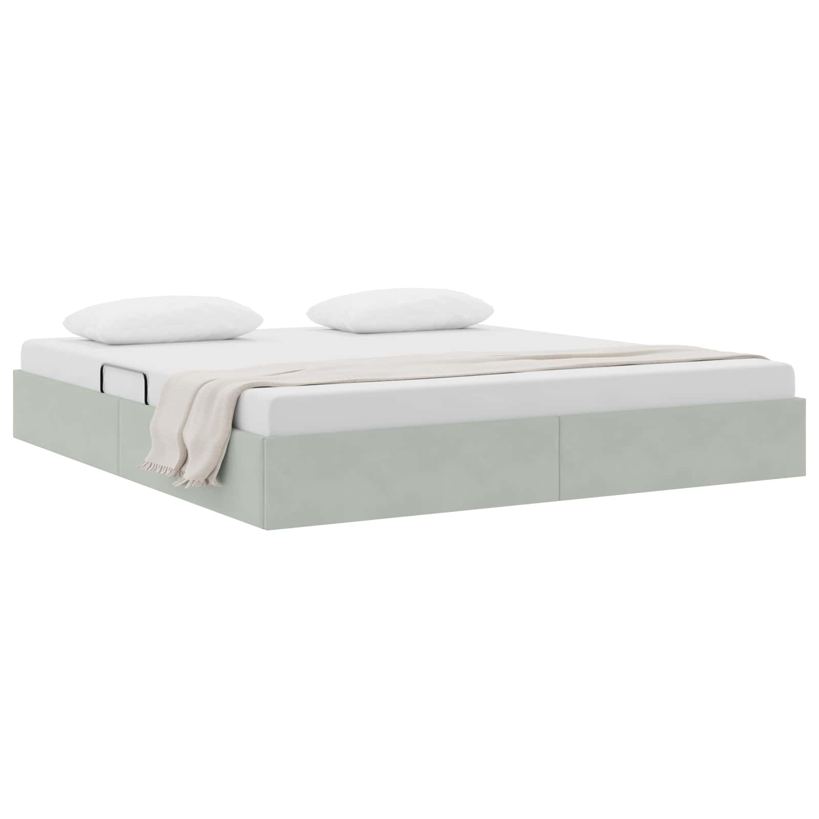 Letto ottomano Grigio Chiaro 160 x 200 cm Velluto | homemem39