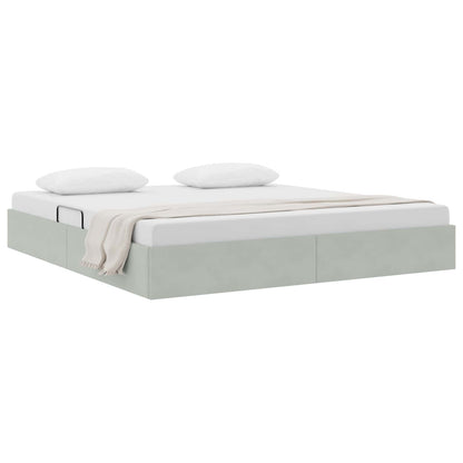 Letto ottomano Grigio Chiaro 160 x 200 cm Velluto | homemem39