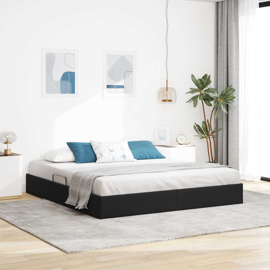 Letto ottomano con archiviazione Nero 160 x 200 cm Velluto | homemem39