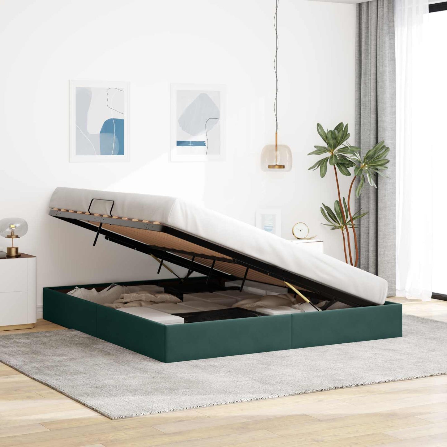 Letto ottomano Verde Scuro 160 x 200 cm Velluto | homemem39