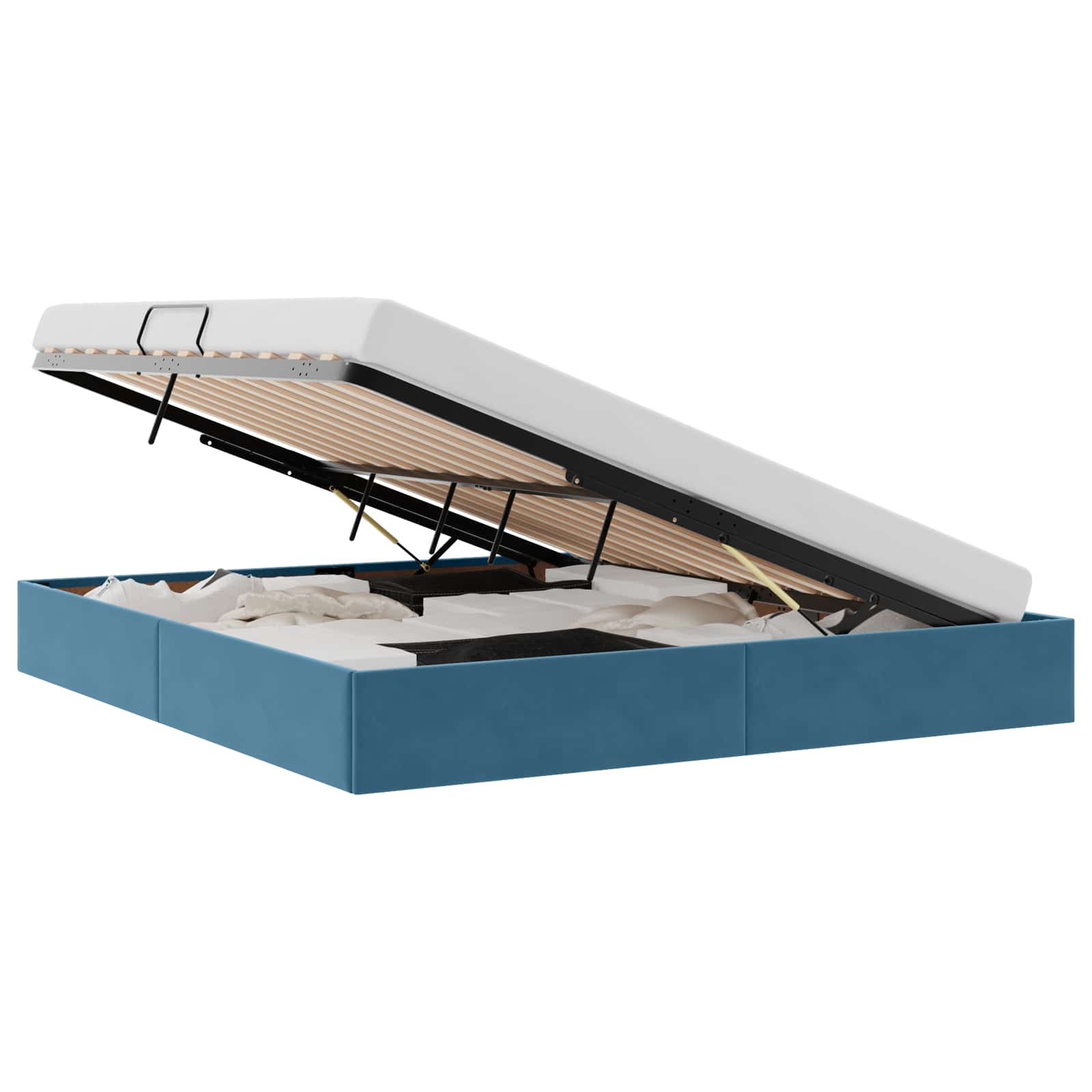 Letto ottomano con archiviazione Blu Scuro 160 x 200 cm Velluto | homemem39