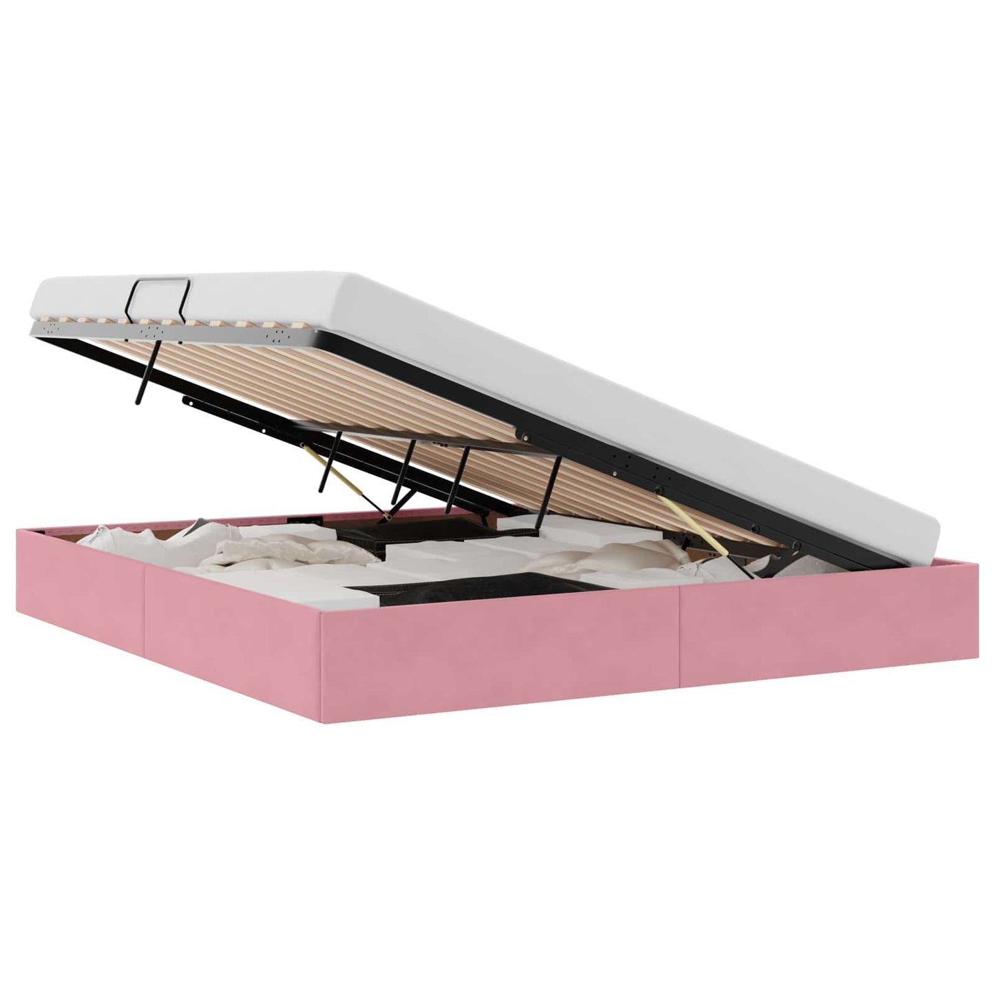 Letto ottomano con archiviazione Rosa 160 x 200 cm Velluto | homemem39