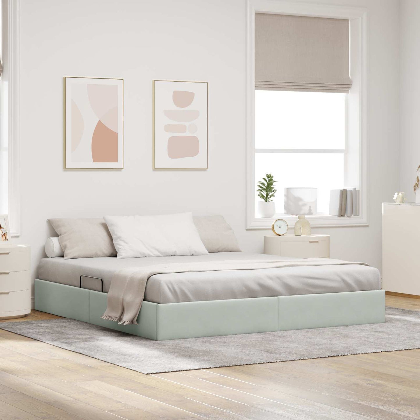 Letto ottomano Grigio Chiaro 180 x 200 cm Velluto | homemem39