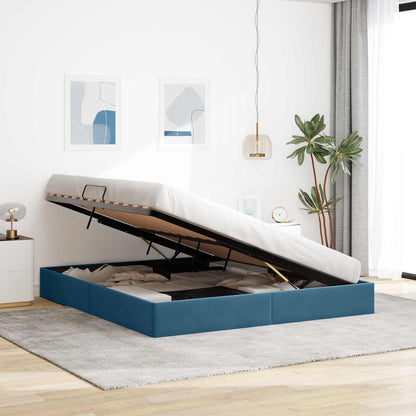 Letto ottomano con archiviazione Blu Scuro 180 x 200 cm Velluto | homemem39