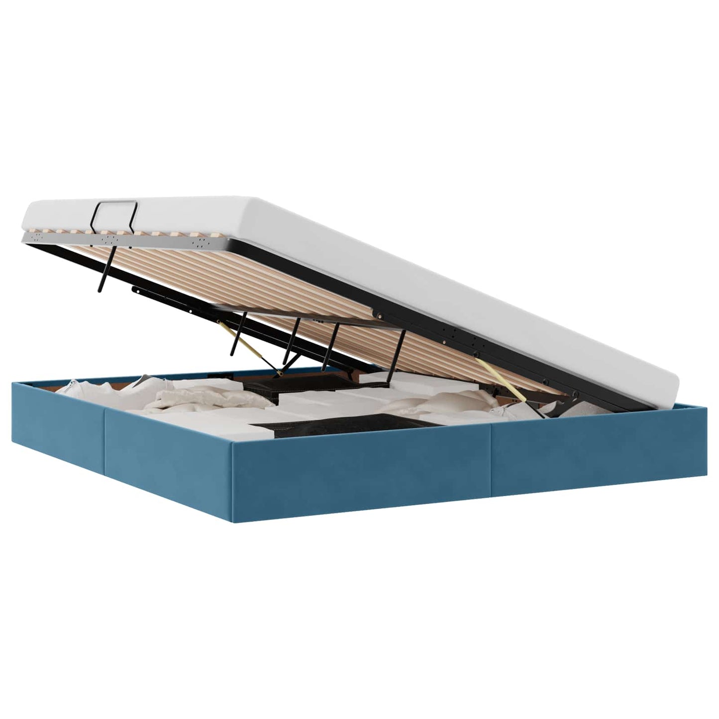 Letto ottomano con archiviazione Blu Scuro 180 x 200 cm Velluto | homemem39