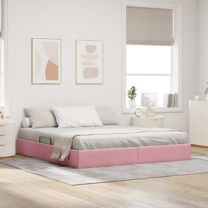 Letto ottomano con archiviazione Rosa 180 x 200 cm Velluto | homemem39