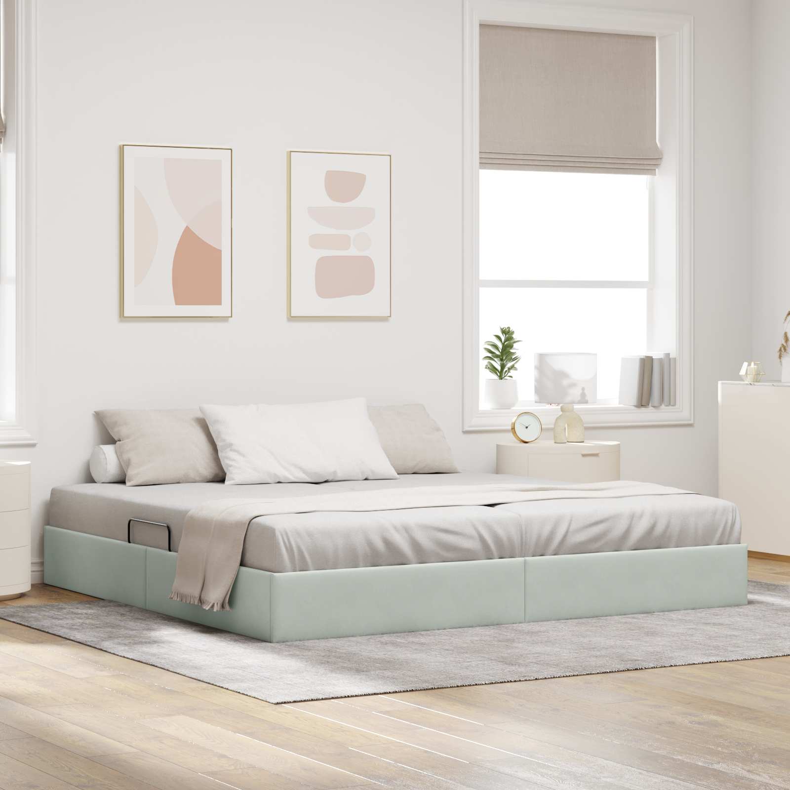 Letto ottomano Grigio Chiaro 200 x 200 cm Velluto | homemem39