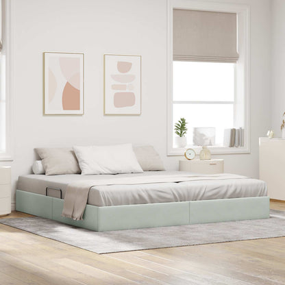 Letto ottomano Grigio Chiaro 200 x 200 cm Velluto | homemem39