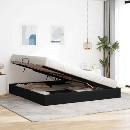 Letto ottomano con archiviazione Nero 200 x 200 cm Velluto | homemem39