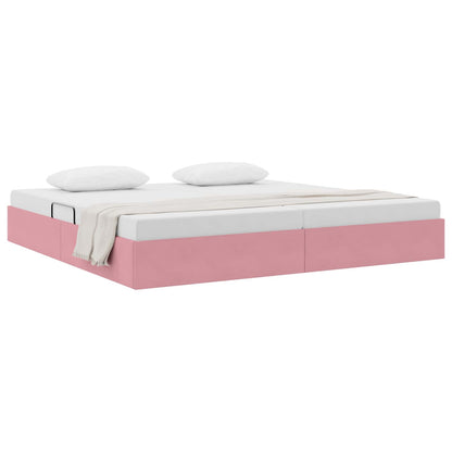 Letto ottomano con archiviazione Rosa 200 x 200 cm Velluto | homemem39
