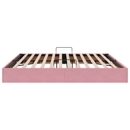 Letto ottomano con archiviazione Rosa 200 x 200 cm Velluto | homemem39