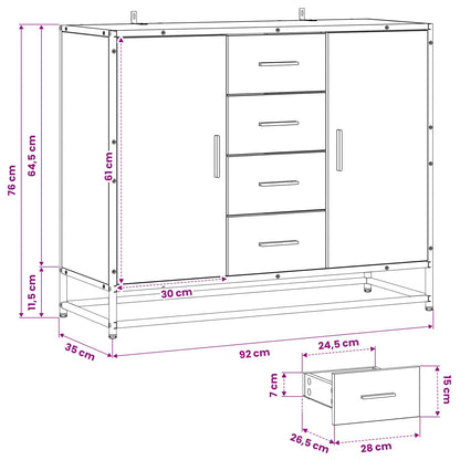 Credenza Rovere Nero 92 x 35 x 76 cm Legno ingegnerizzato | homemem39