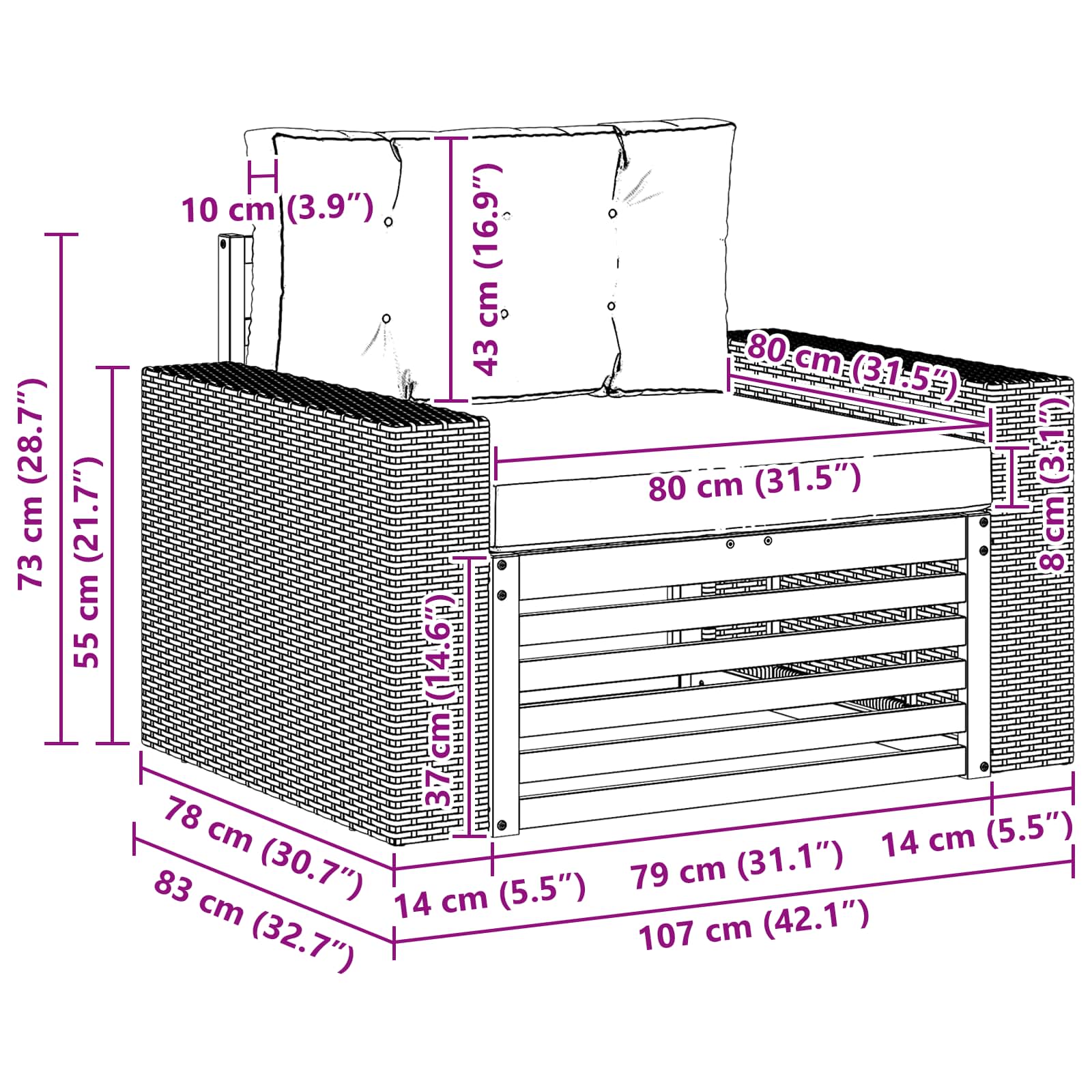 Divano centrale per esterno Naturale | homemem39