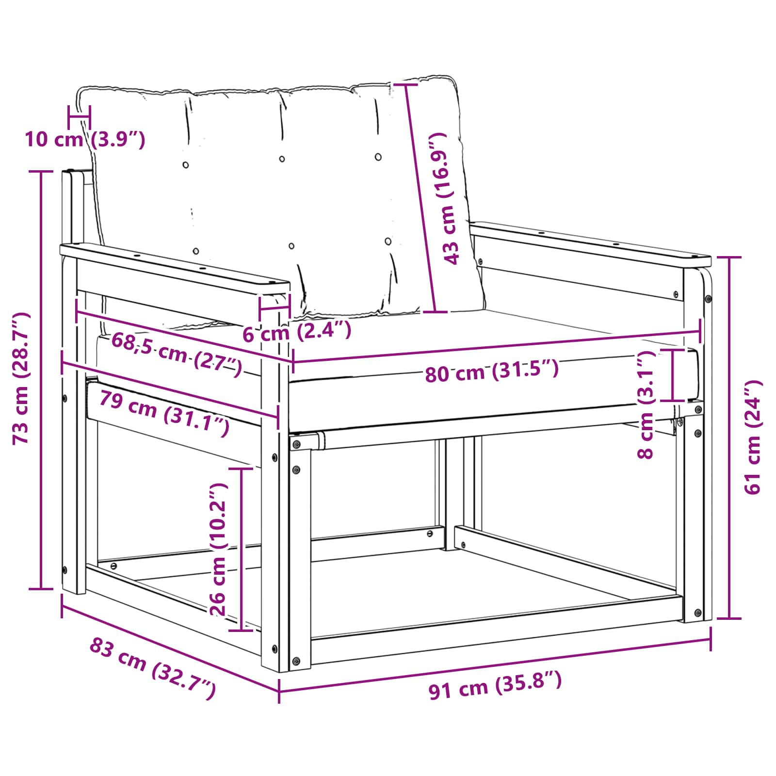 Set di divani da esterno Legno di Acacia Massello e Textilene | homemem39