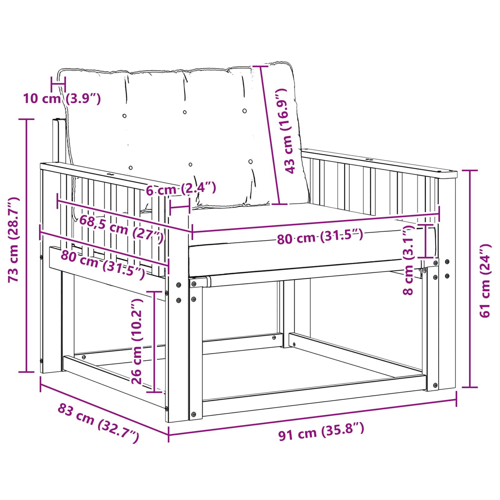 Set di divani da esterno Legno di Acacia Massello e Textilene | homemem39