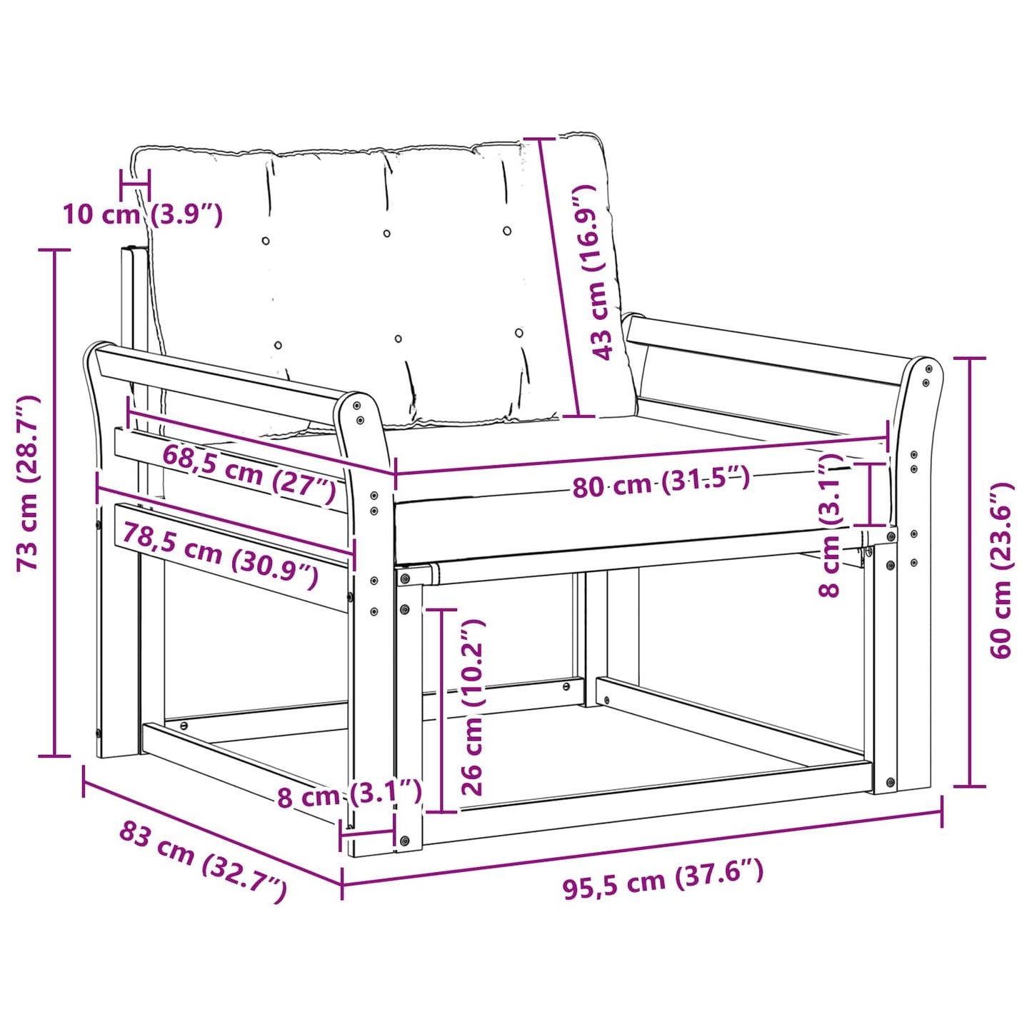 Set di divani da esterno Legno di Acacia Massello e Textilene | homemem39