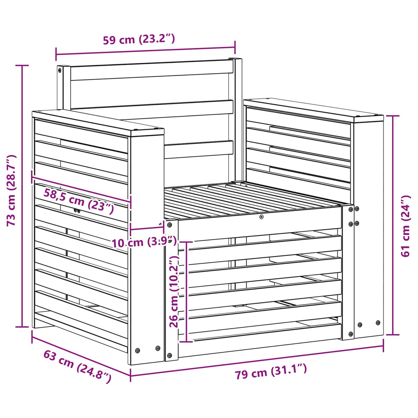 Set di divani da esterno Legno di Acacia Massello Bianco | homemem39