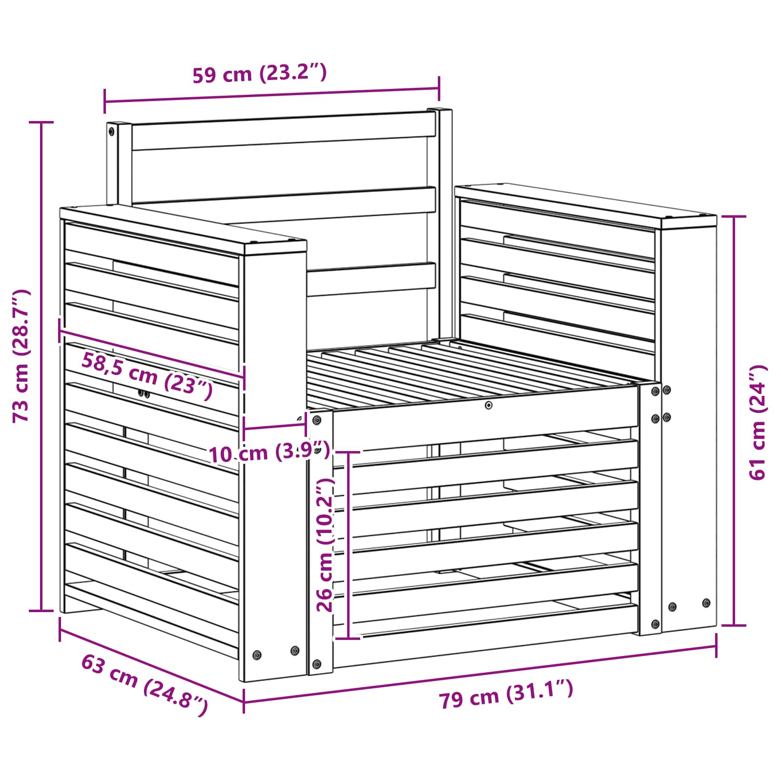 Set di divani da esterno Legno di Acacia Massello Bianco | homemem39