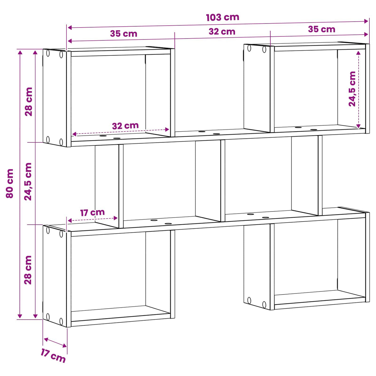 Scaffale da parete 103 x 17 x 80 cm